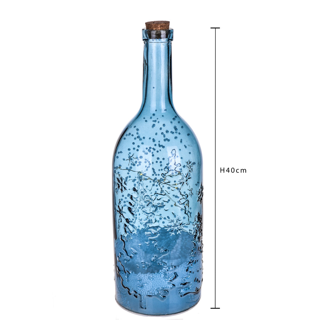 Bottiglia con neve e led • 40 cm