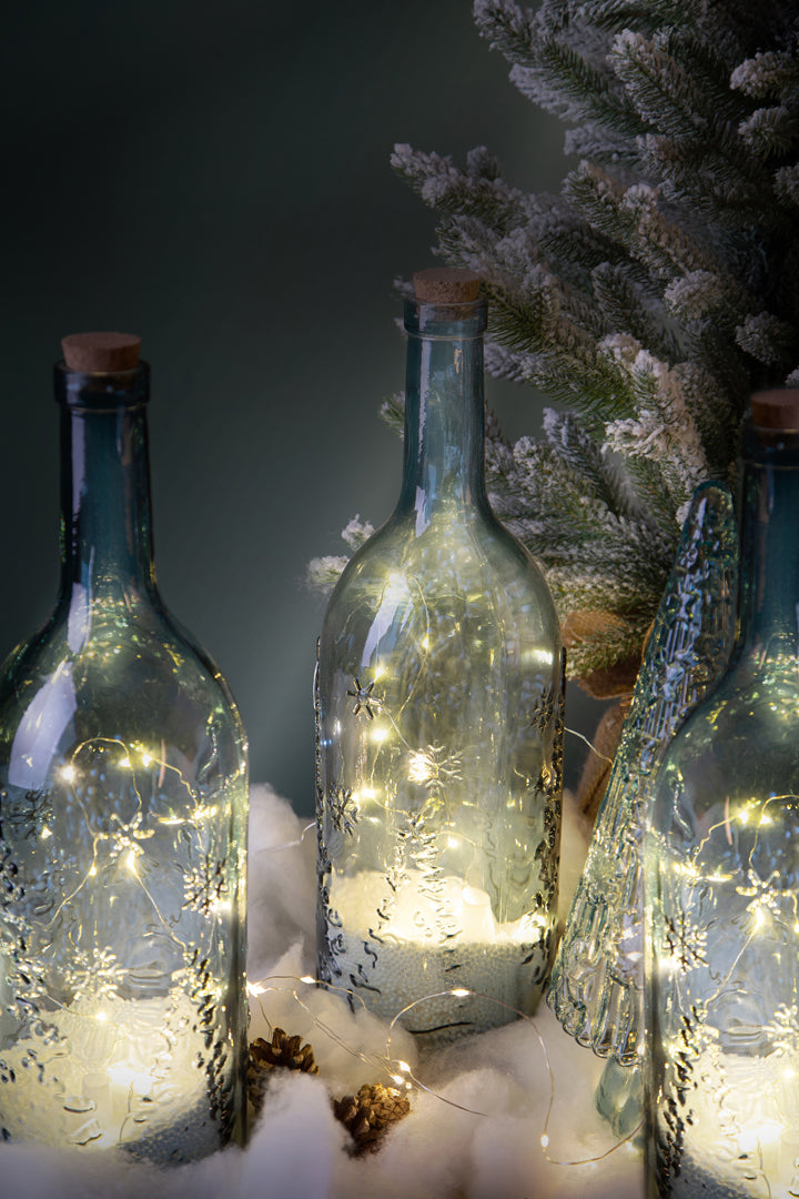 Bottiglia con neve e led • 40 cm