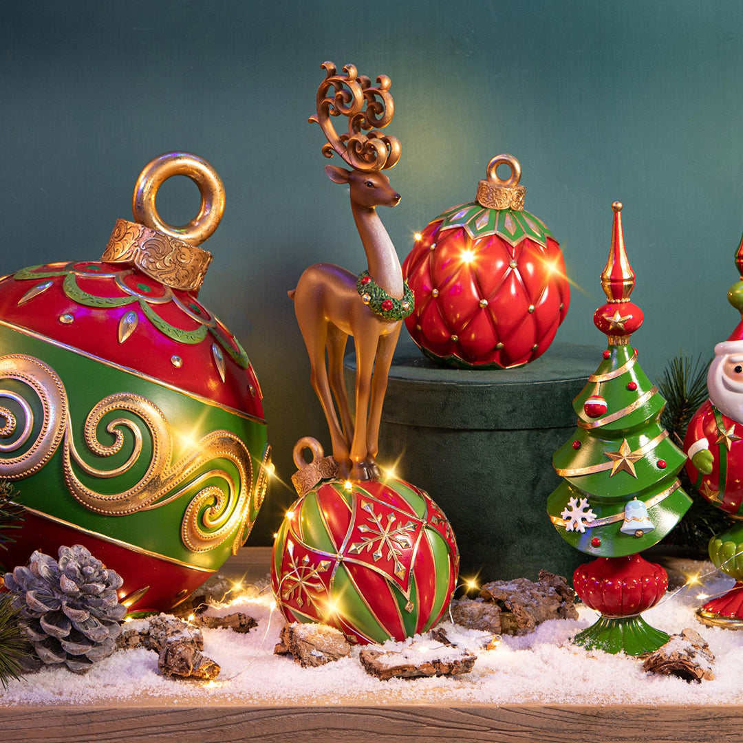 Renna alta con led su sfera • 43 cm