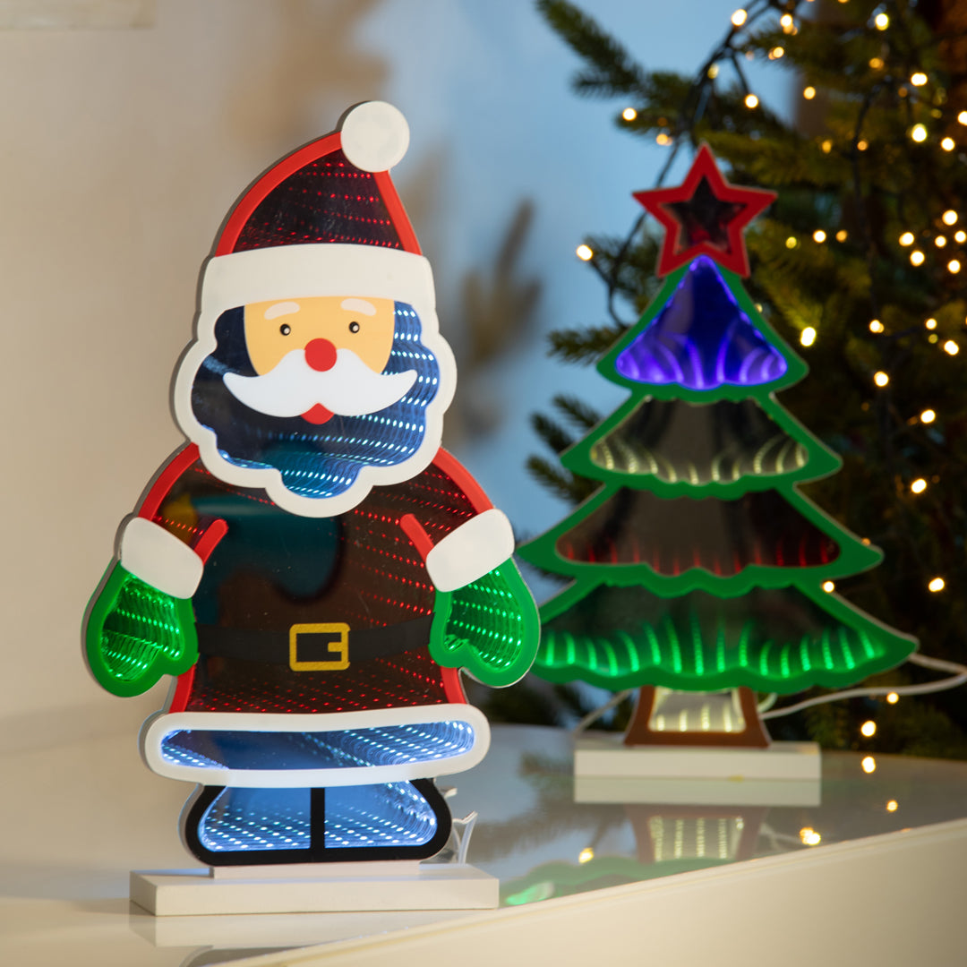 Babbo Natale Led Infinity con Base • 28 cm
