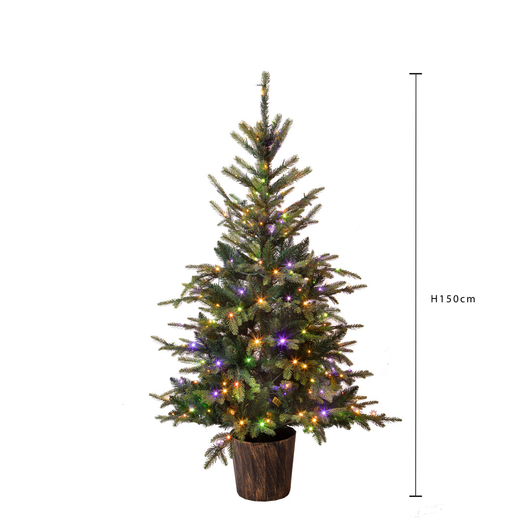 Abete Pe/Pvc 220 Led 356 Rami con Vaso • 150 cm