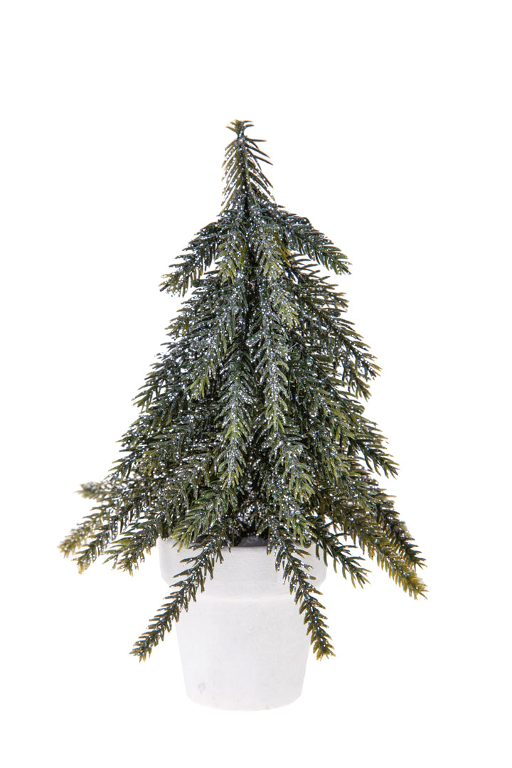2 Pezzi • Albero di Natale Verde Abete con glitter • 19 cm