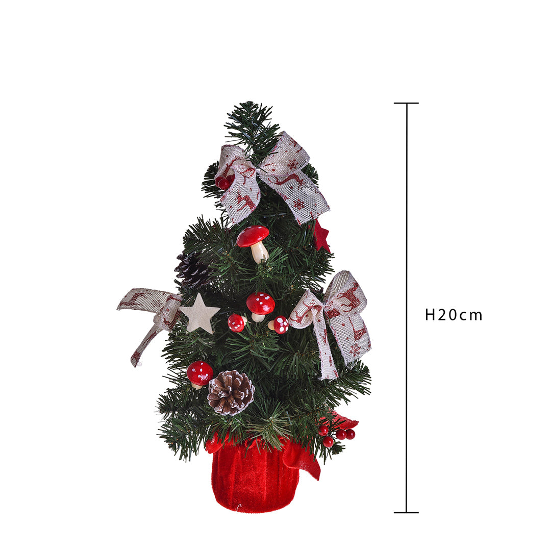 2 Pezzi • Abete artificiale rami tavolo con Decori Pvc • 20 cm