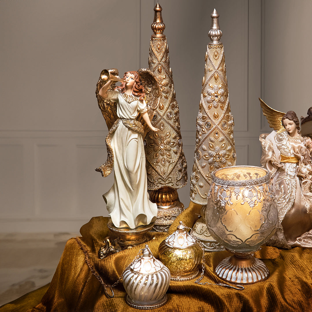 Albero cono con diamanti e decori • 46 cm