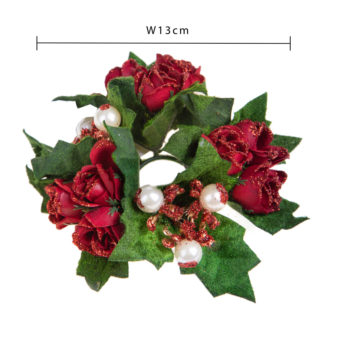 Pezzi 24 • Girocandela rose con perle • H 3 cm