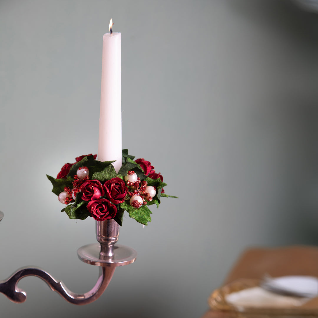Pezzi 24 • Girocandela rose con perle • H 3 cm