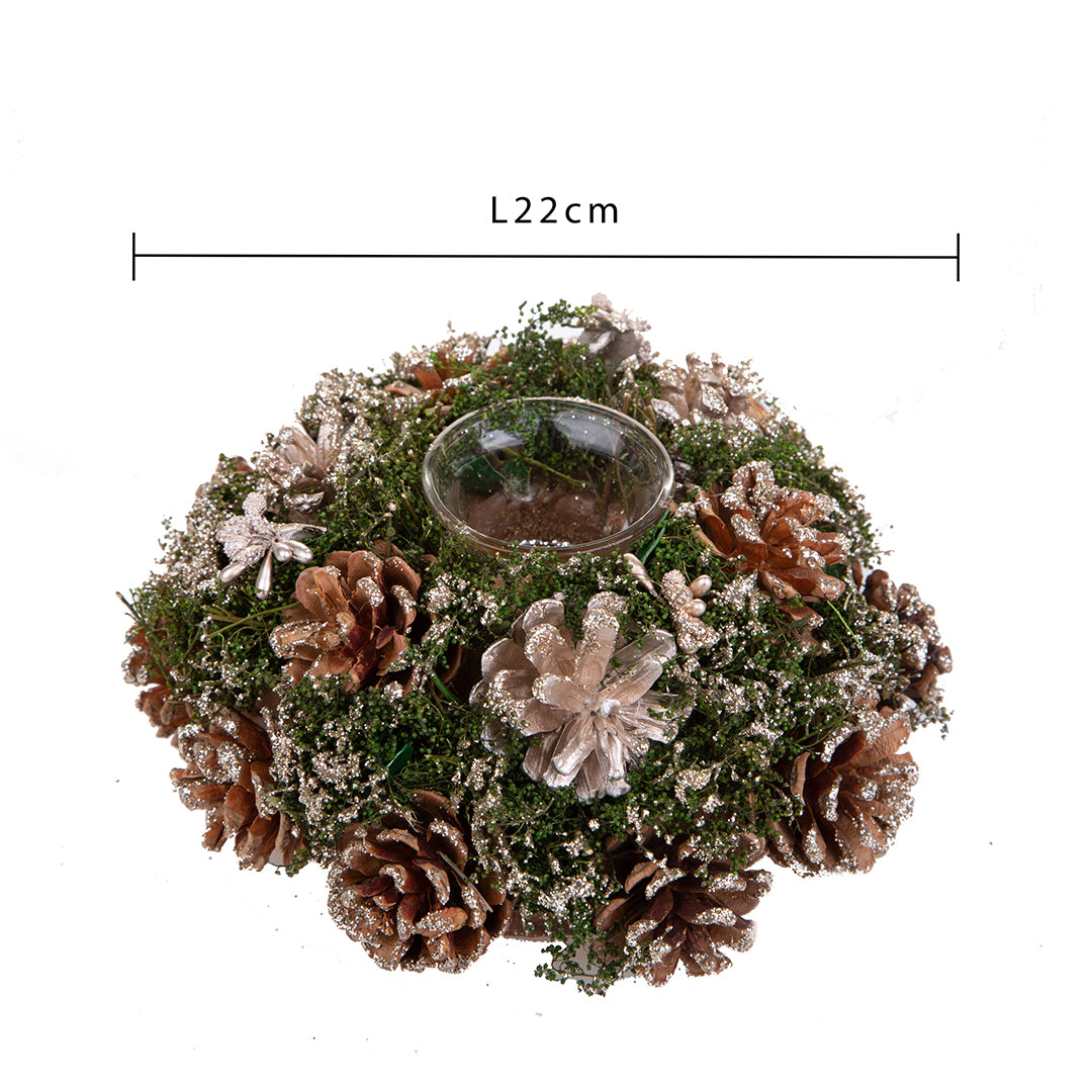 Portacandelacon pigne oro • H 22 cm