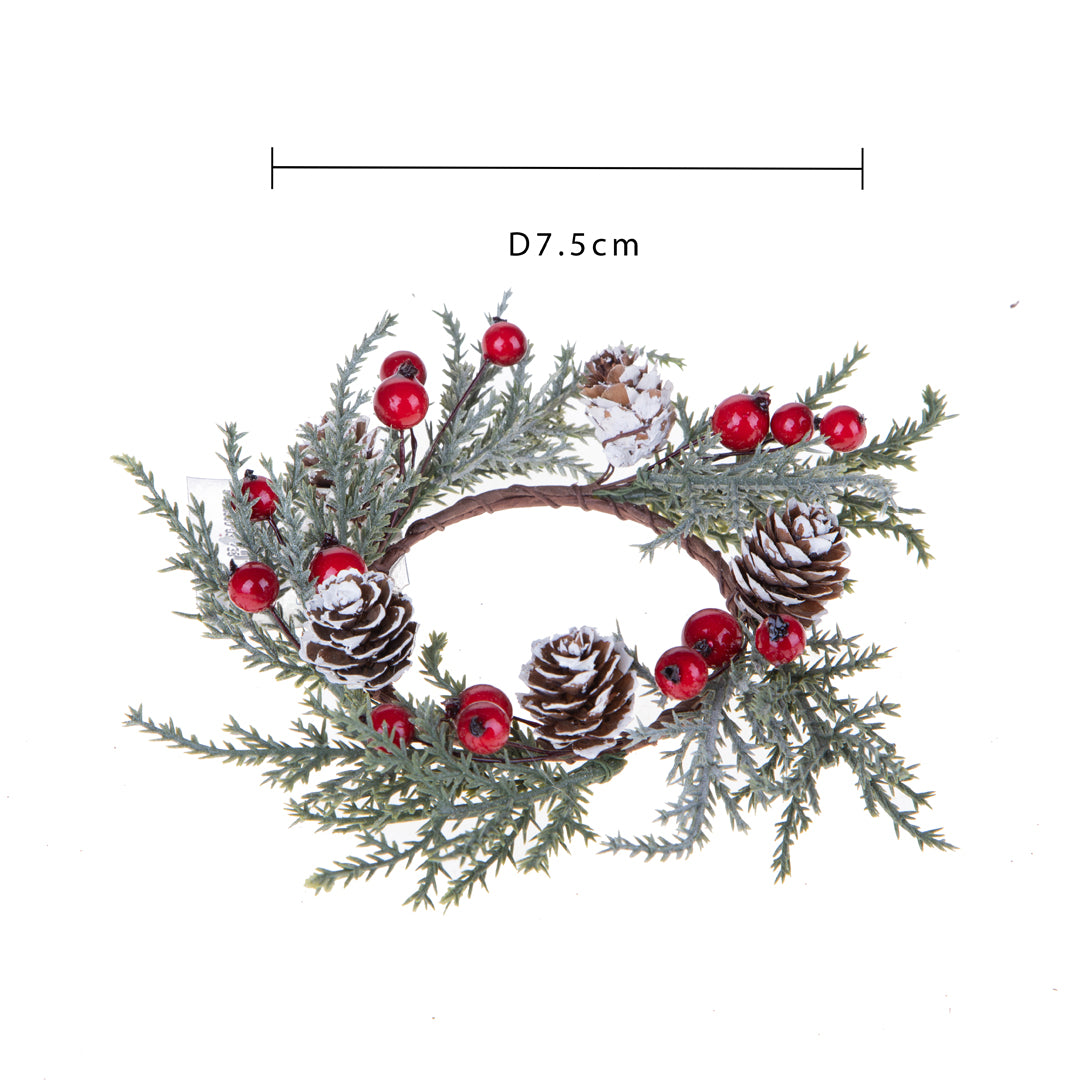 Pezzi 6 • Girocandela con bacche e pigne • H 2,5 cm