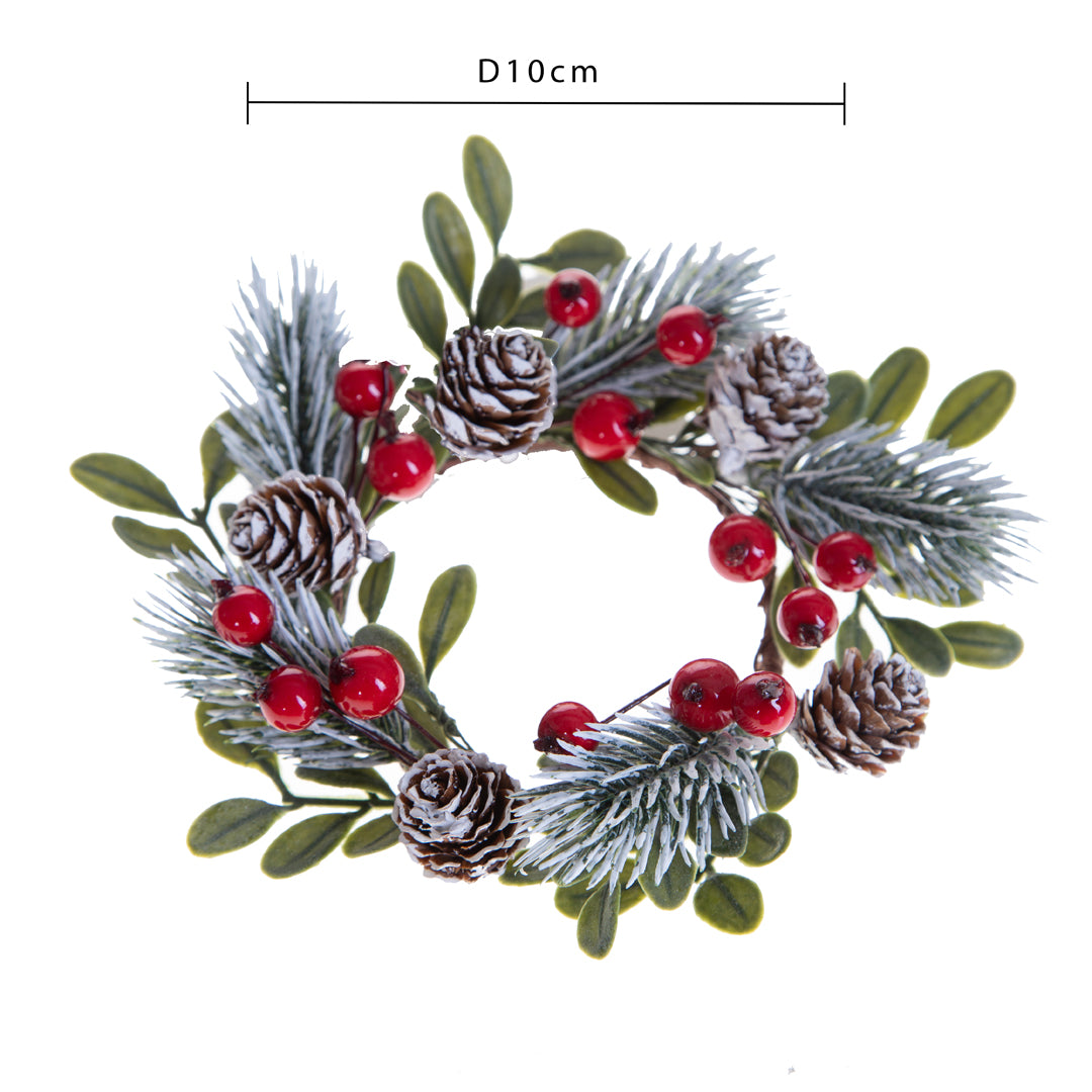 Pezzi 12 • Girocandela con bacche e ilex • H 3 cm