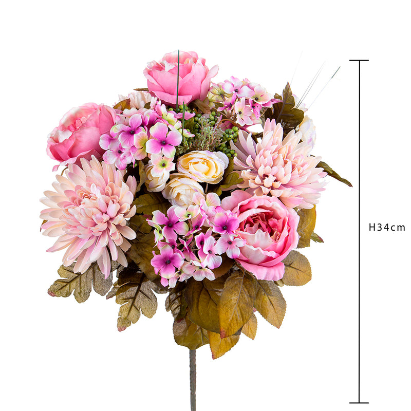 Bouquet artificiale rose dalie • 33,5 cm