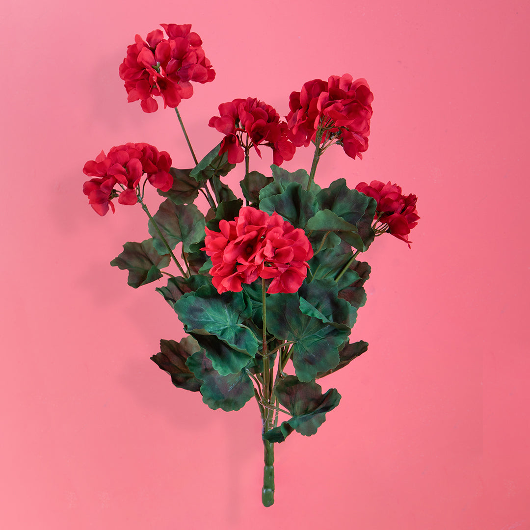 2 Pezzi • Cespuglio fiori artificiali di geranio • 53 cm
