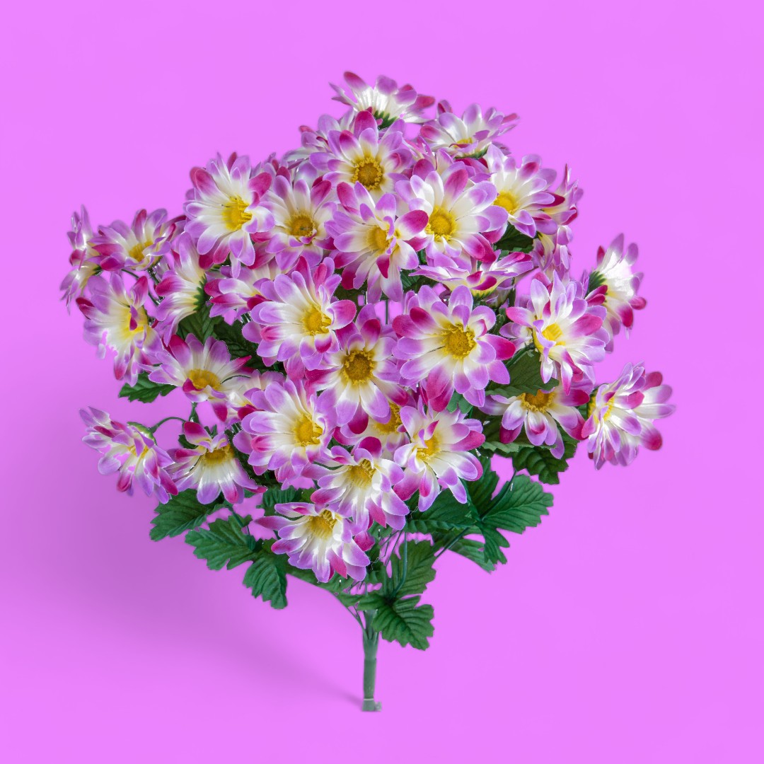 2 Pezzi • Margherite mazzo artificiale da 18 fiori • 80 cm