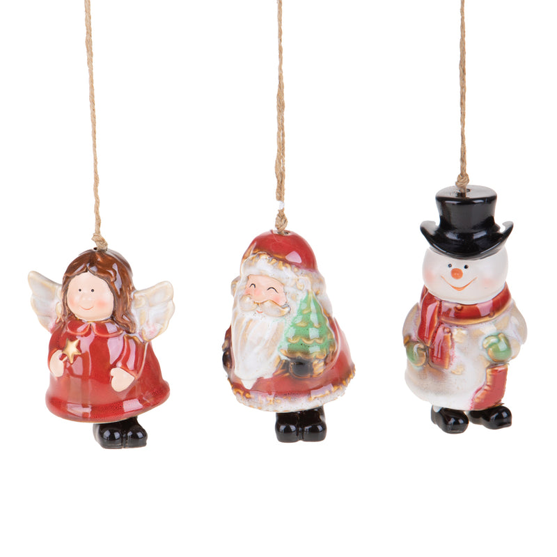 2 Pezzi •  Set di 3 Soggetti Natale da appendere  • 8,2 cm