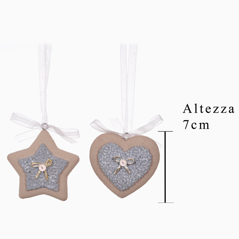 24 Pezzi •  Decoro Stella/Cuore  • 7 cm