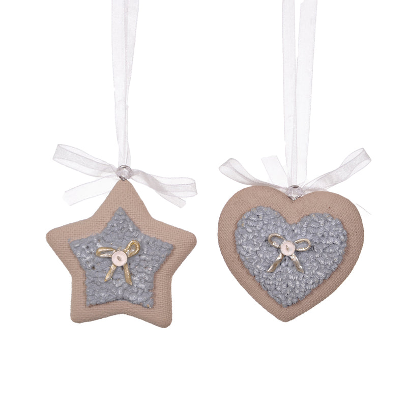 24 Pezzi •  Decoro Stella/Cuore  • 7 cm