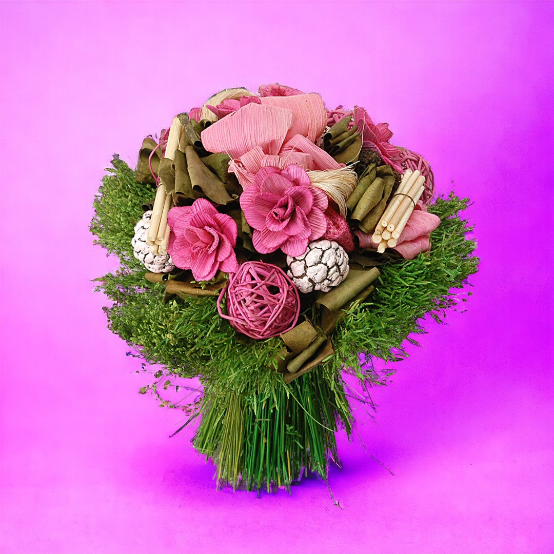 2 Pezzi • Bouquet tropicale fiori legno • 30 cm