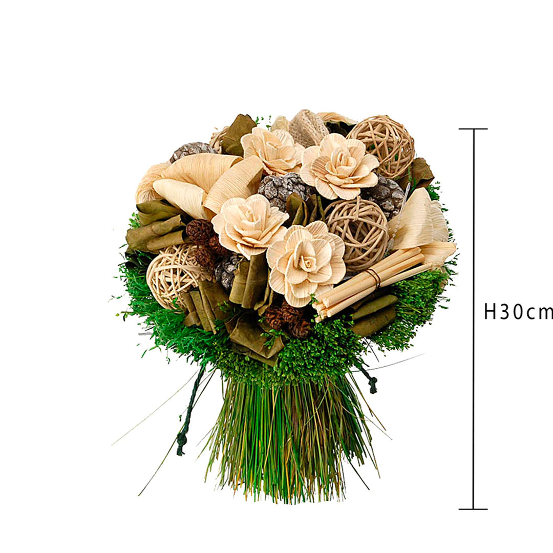 2 Pezzi • Bouquet tropicale fiori legno • 30 cm