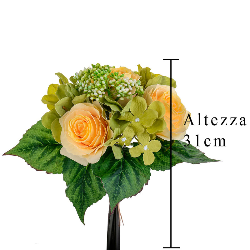 Bouquet artificiale con rose • 31 cm