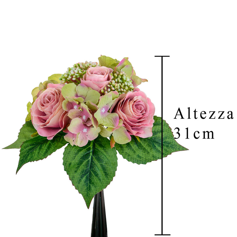 Bouquet artificiale con rose • 31 cm