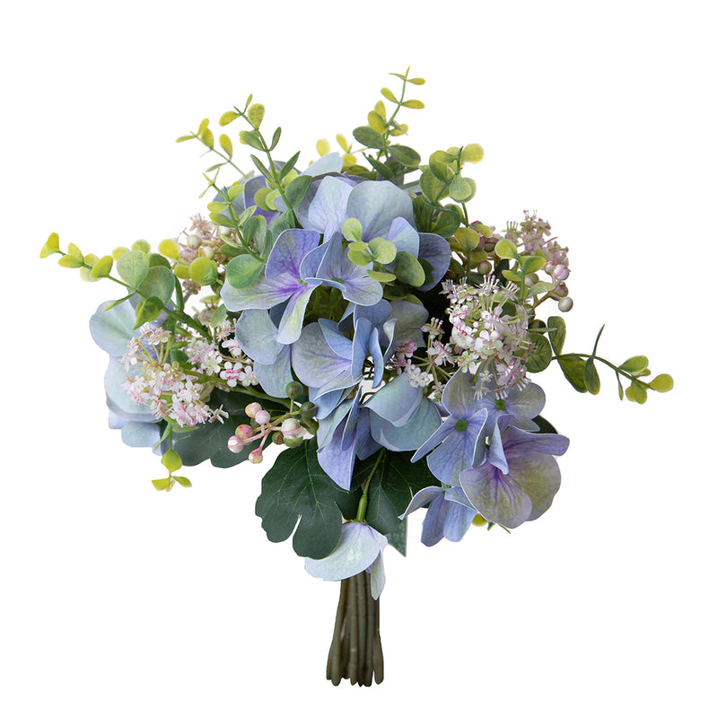 4 Pezzi • Bouquet artificiale eucalipto e ortensie • 34 cm