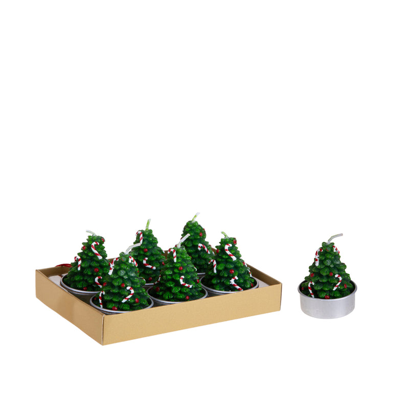 2 Pezzi •  Tealight Albero Natale 6 Pz  • 15,5 cm