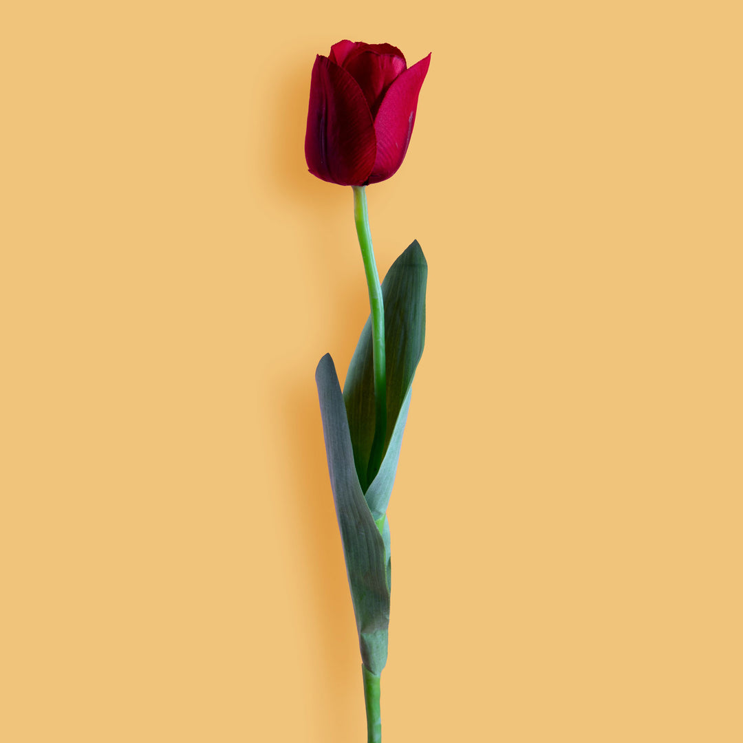 6 Pezzi • Tulipano con foglie artificiale • 67 cm