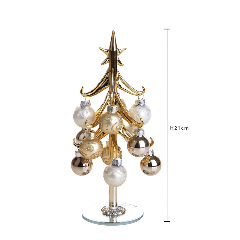 Albero con ornamenti in vetro • 21 cm