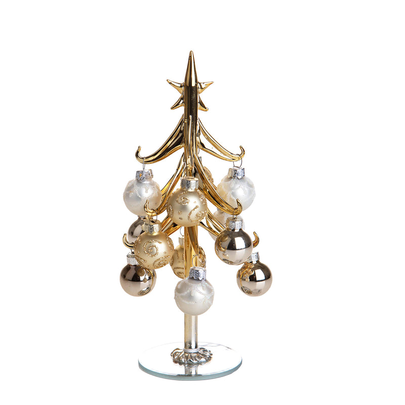 Albero con ornamenti in vetro • 21 cm