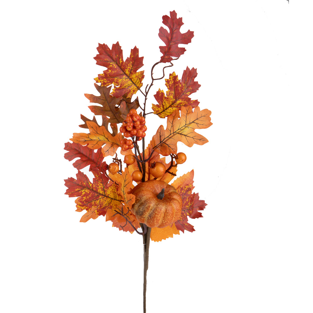 3 Pezzi • Ramo decorativo con quercia e zucca • 60 cm