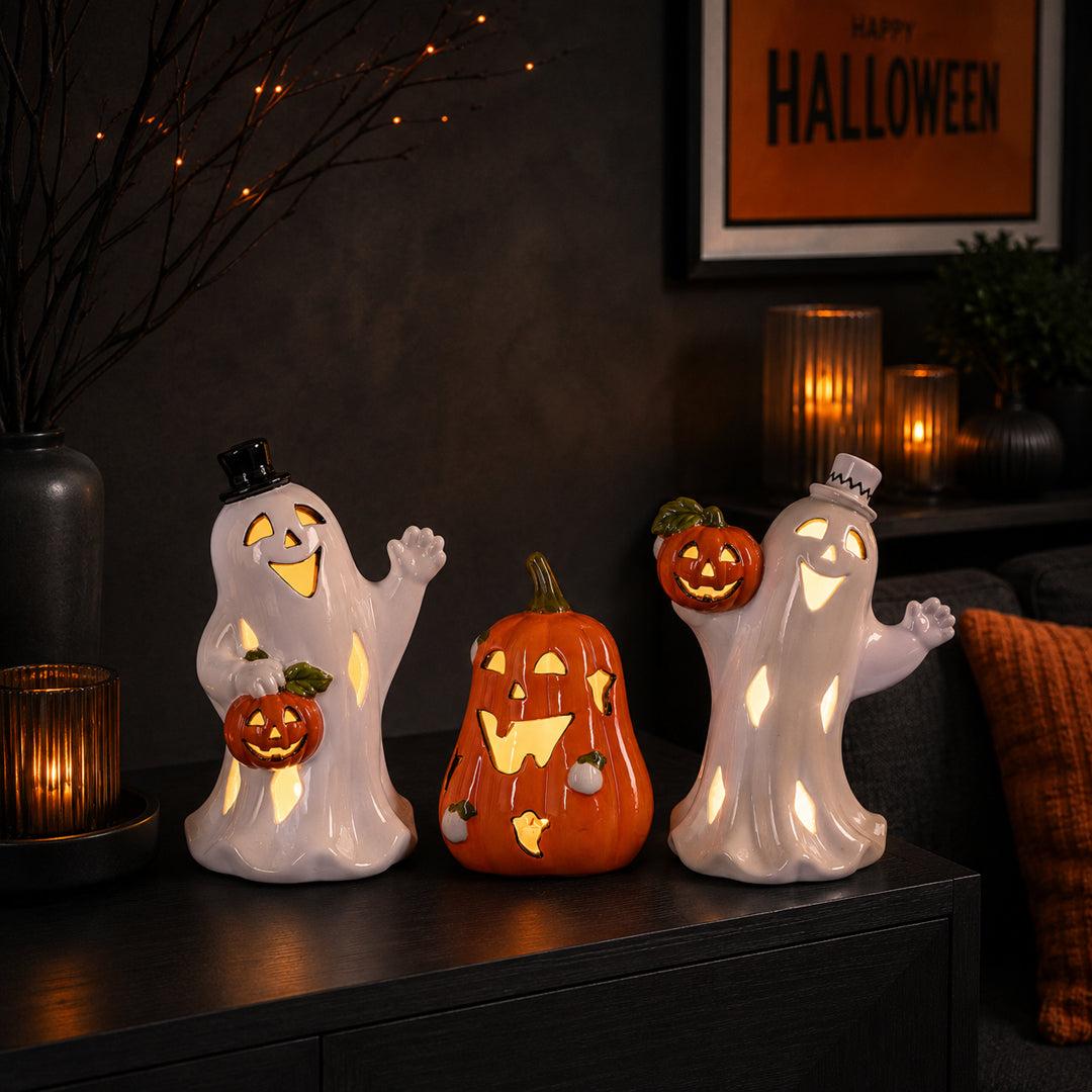 Pezzi 2 • fantasmi con led • H 16 cm