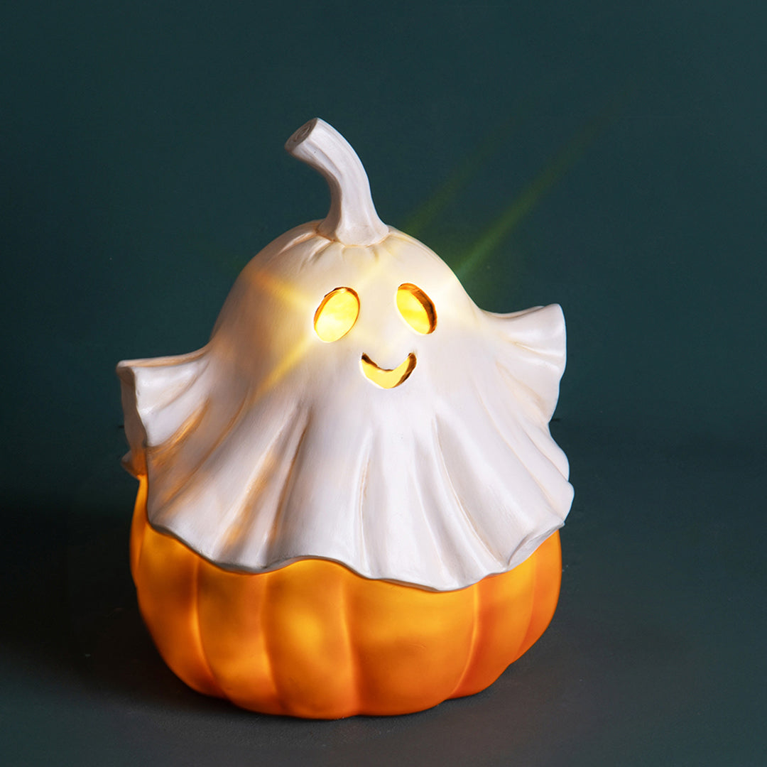 Fantasma con zucca e luci LED • 25 cm