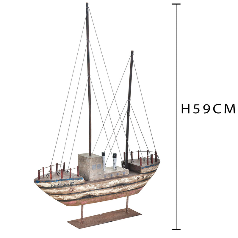 Barca legno anticata • 69 cm