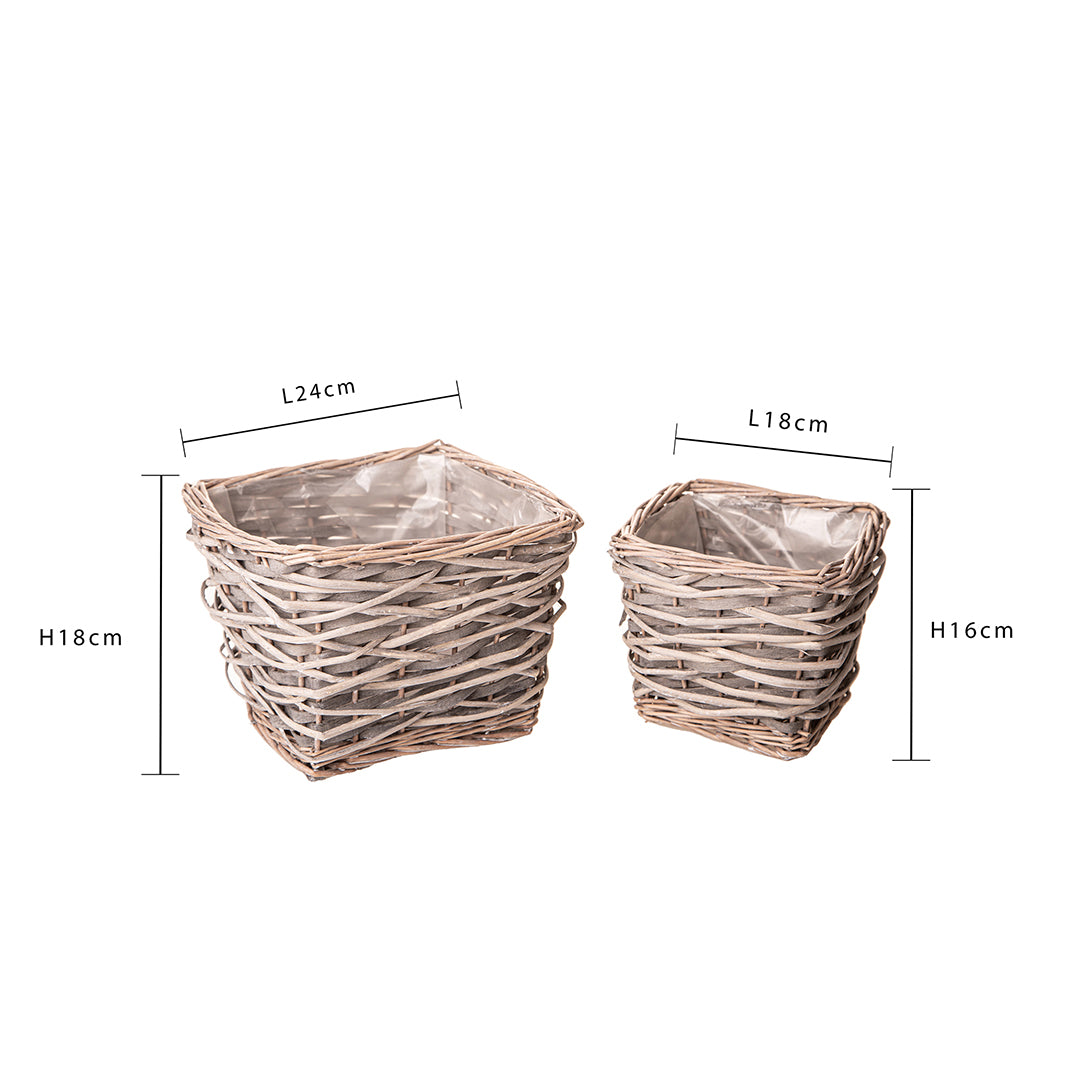 Set di 2 cachepot rettangolare • 18 cm