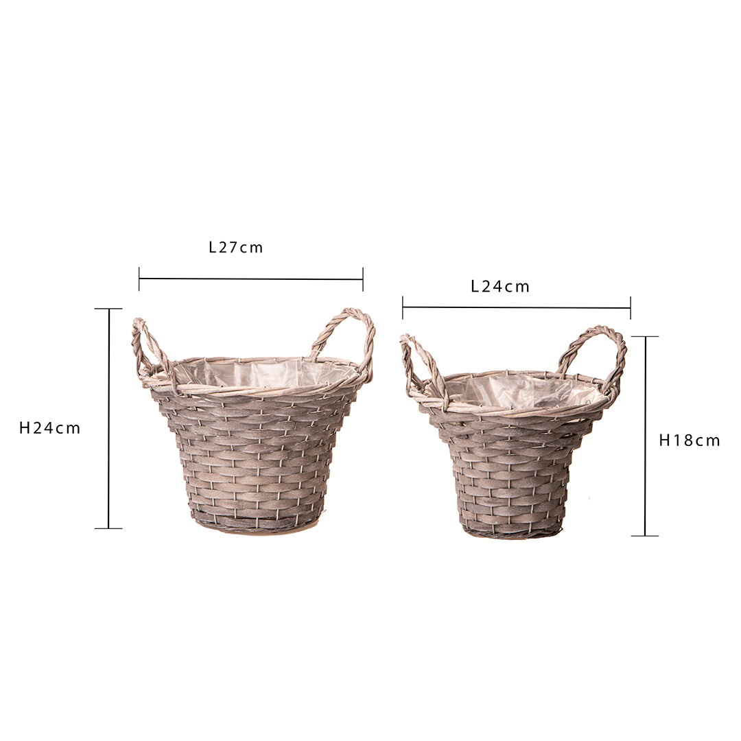 Set di 2 cachepot con manici • 18 cm
