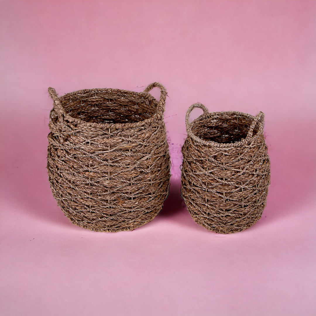 Set di 2 cesti a forma di anfora con manici • 35 cm