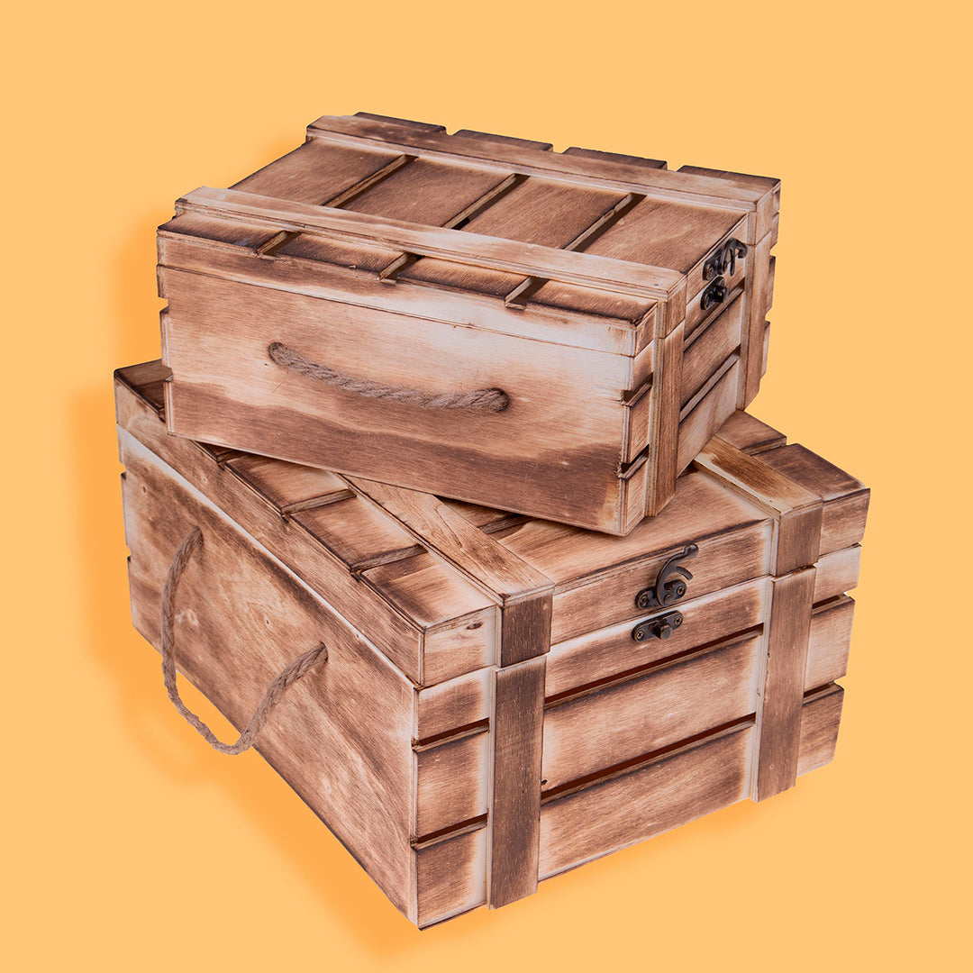 Set 2 baule in legno • 32 cm