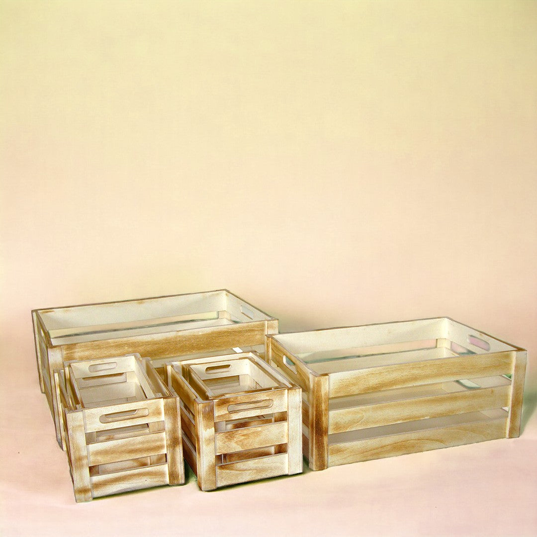 Set di 6 casse in legno • 22 cm