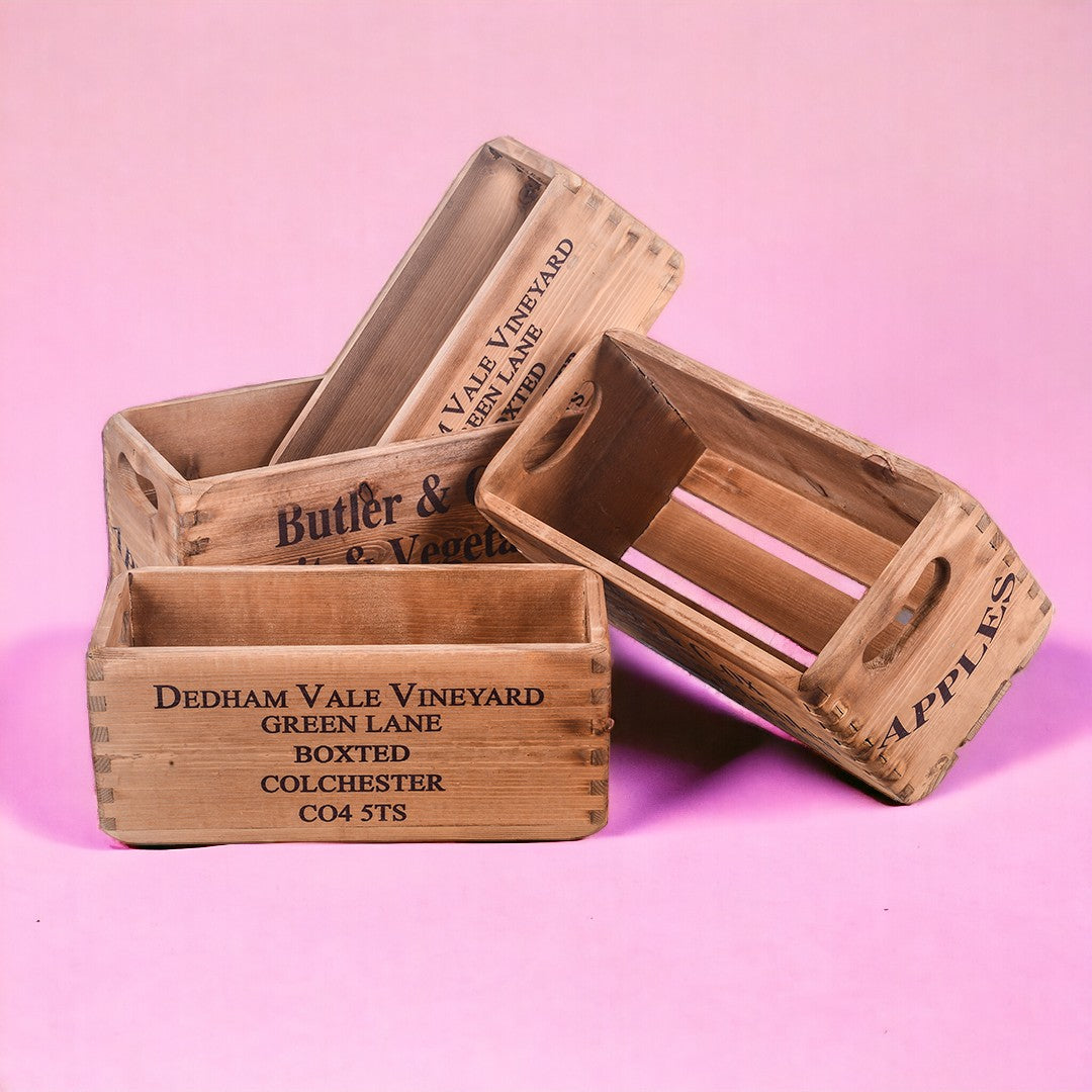 Set di 4 cassette in legno • 14,8 cm