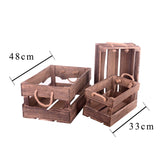 Set 3 cassetta legno manici • 48 cm