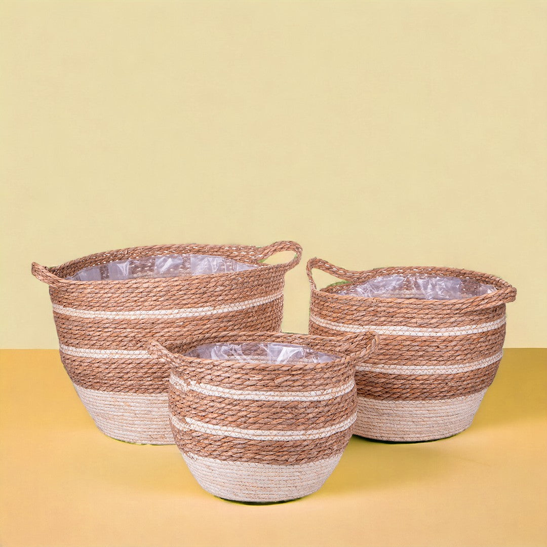 Set di 3 cesti in erba • 29 cm