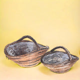 Set 2 cesto ovale vimini manico • 46 cm