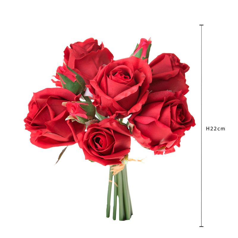 Bouquet con rose artificiale real touch • 22 cm