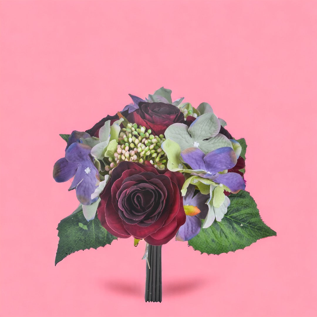 3 Pezzi • Bouquet artificiale con rose • 31 cm