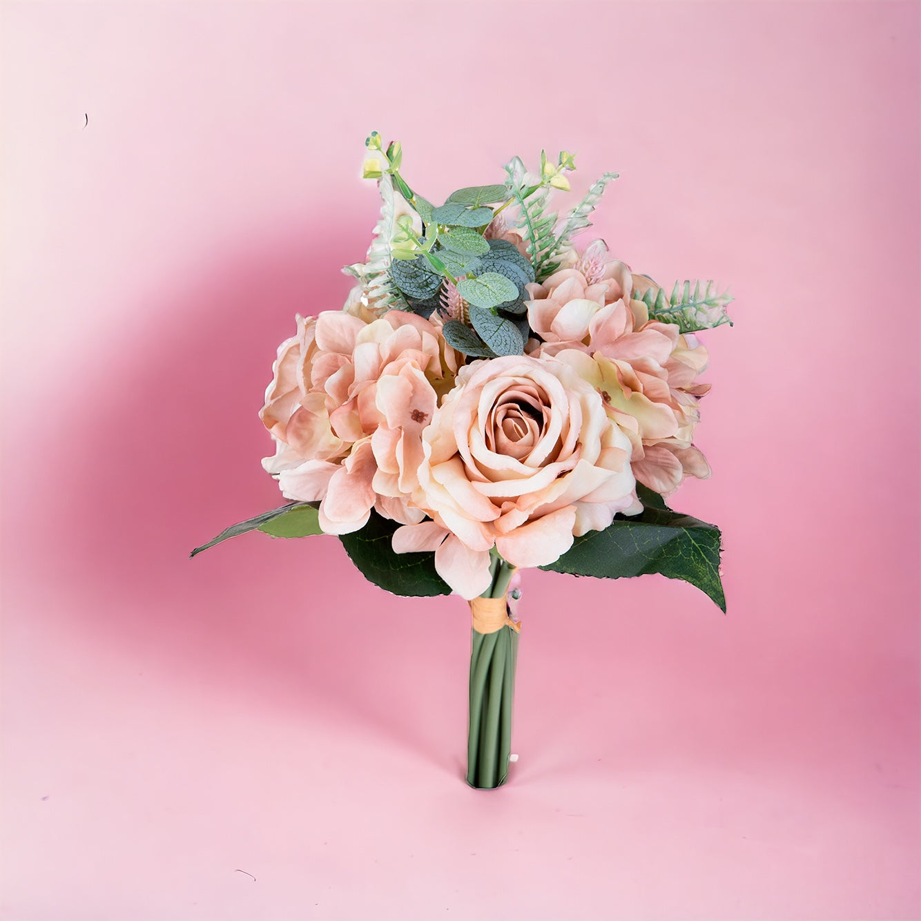 Bouquet artificiale Rose/Ortensie per 9 rami • 32 cm