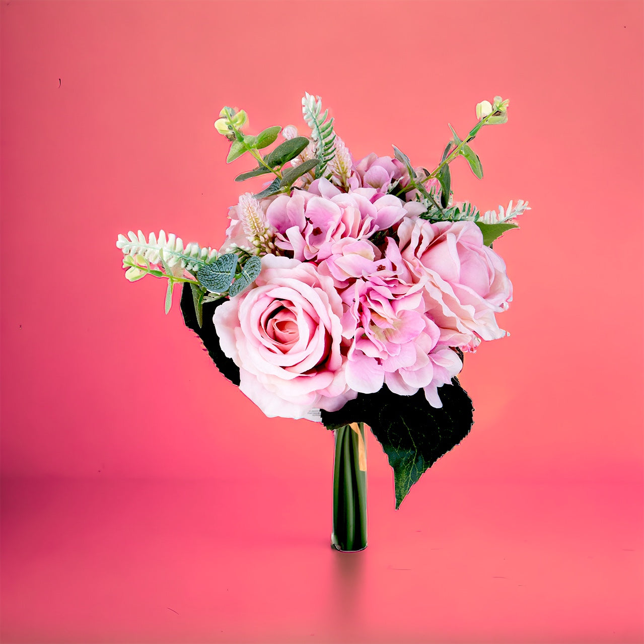 Bouquet artificiale Rose/Ortensie per 9 rami • 32 cm