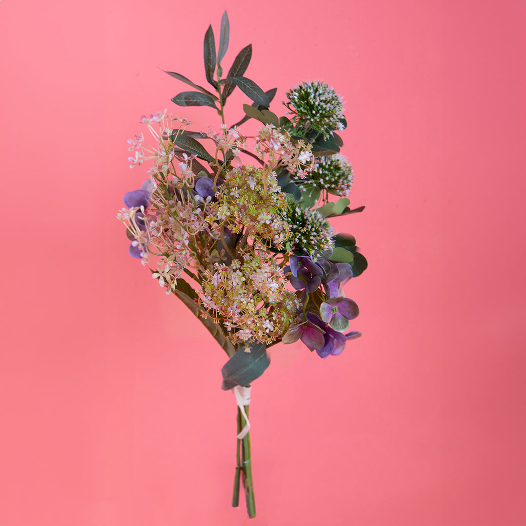 2 Pezzi • Bouquet artificiale legato con ortensie • 55 cm