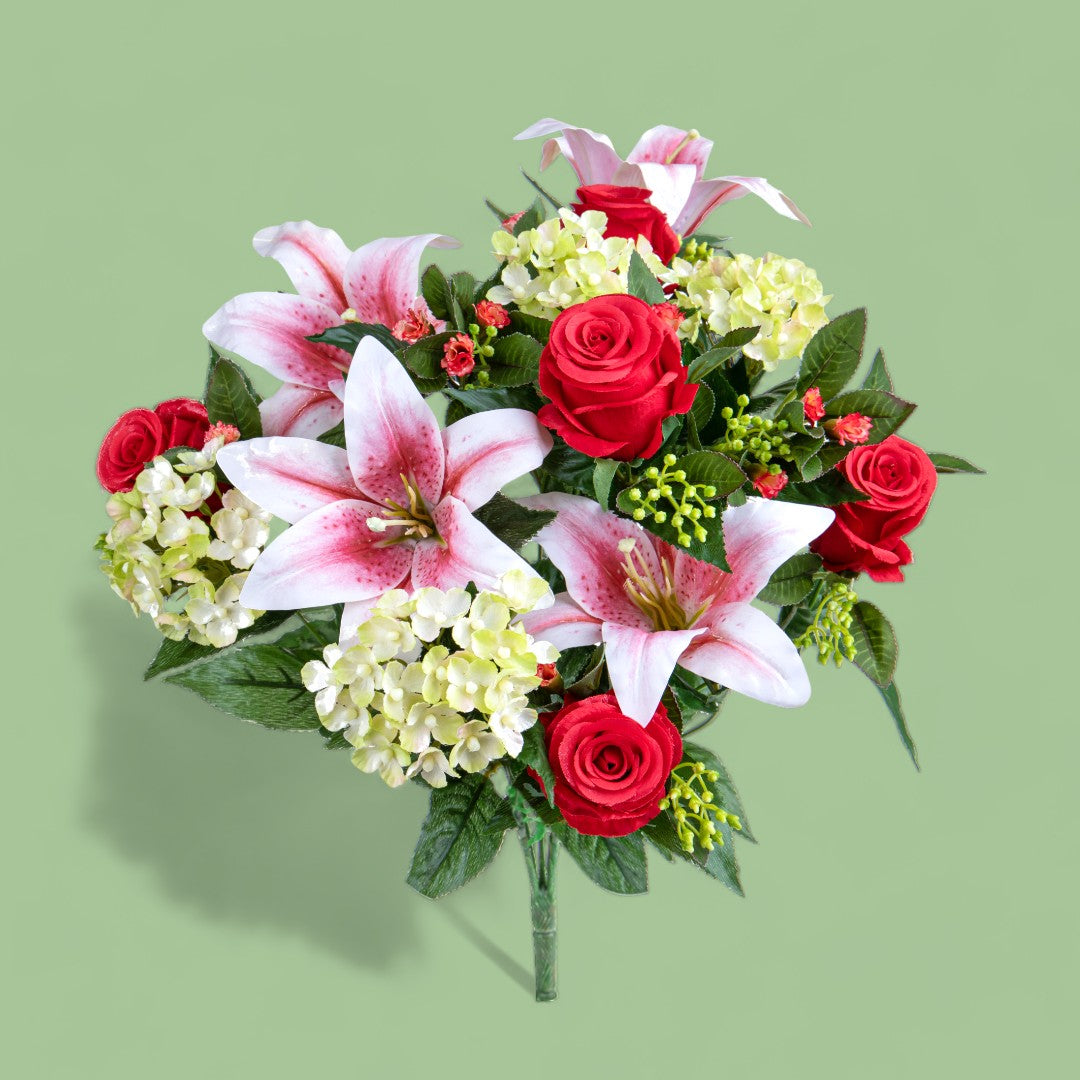 1 Pezzi • Bouquet artificiale lilium e achillea • 50 cm