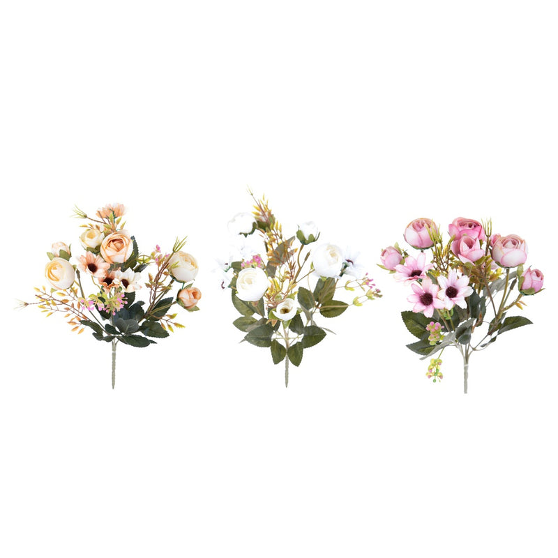 12 Pezzi • Bouquet artificiale misto romantico • 32 cm