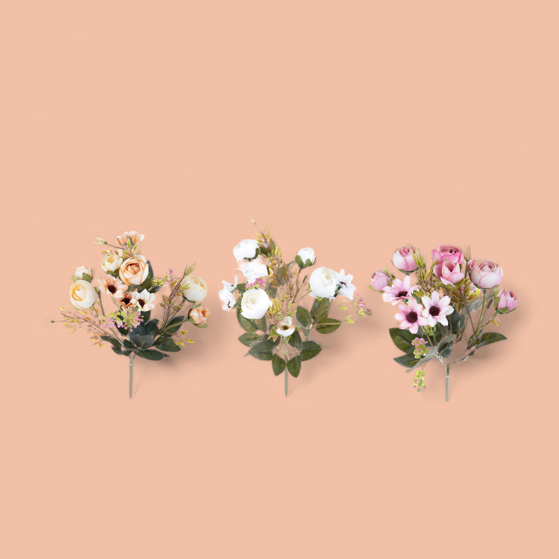 12 Pezzi • Bouquet artificiale misto romantico • 32 cm