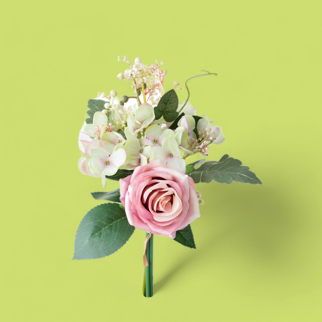 4 Pezzi • Bouquet artificiale rose e Ortensie • 36 cm